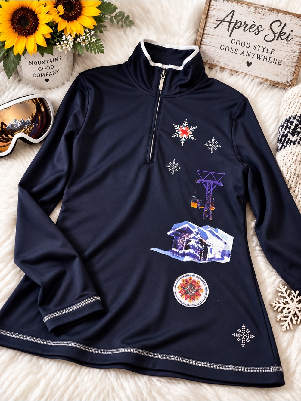 Sportalm Kitzbühel Embellished Ski Pullover | Navy | EU 36 / US 6